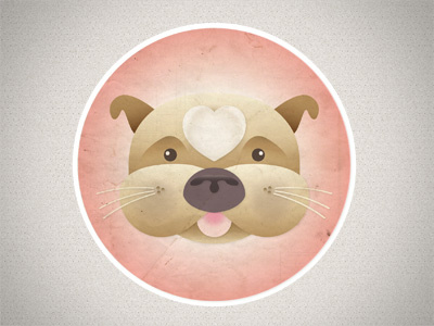 Rollie BowDowg bulldog dog heart icon logo pet puppy sticker tongue whiskers