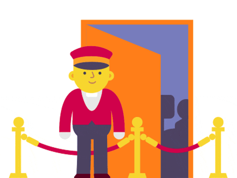 Welcome Doorman 2d animation after effects animation door doorman gif man service smile tape