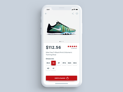 Product Card in Online Store Concept 2d app app concept application card design app iphone iphone xs material mobile mobile shop price product card shadows shoes shop sketch store