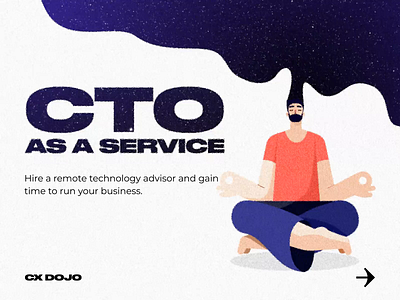 CTO as a service animation brain caracter cartoon cto cx cxdojo development gif illustration meditation mind motion nirvana services software space technology vector video