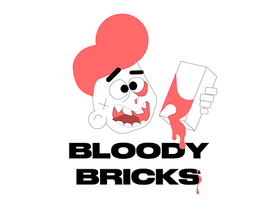 Bloody bricks blood branding bricks caracter crazy cxdojo fan fight helloyween illustration joke kick logo mad madman monster wall zombi