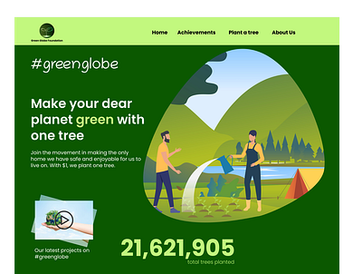 Landing Page UI. Green Globe Foundation branding ui ux webpage website