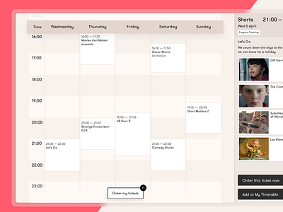 Personal Timetable – Go Short Film Festival design festival interface minimal personal timetable typography ui user experience user interface ux web webdesign website