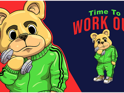 Tshirt Cartoon Mascot Character Time To Work Out