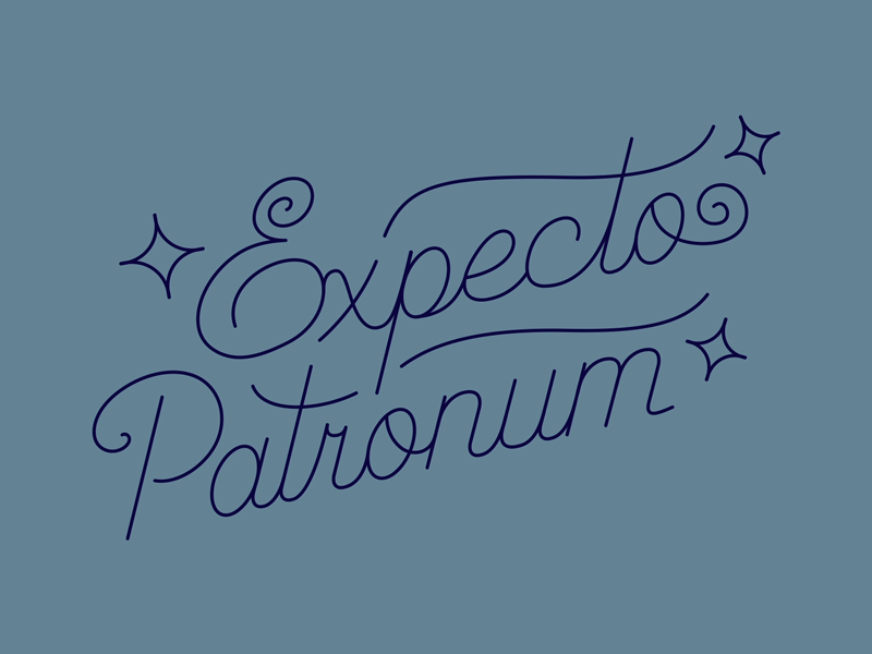 Patronum animation blue cursive expecto hand handlettering harry harrypotter lettering monoline patronum potter script spell typedesign wordanimation wordart