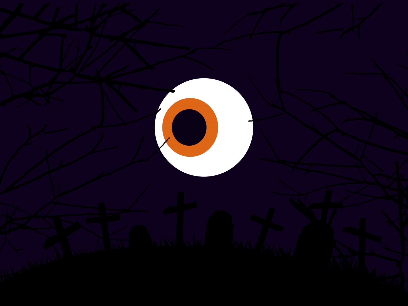 A typical Halloween night animation blink blinking cemetery dark eye eyeball halloween orange spooky woods