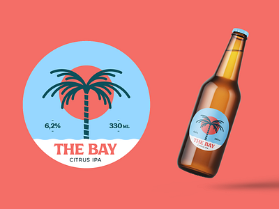 The Bay Citrus IPA bay beach beer beer branding beer label branding design illustration ipa label package package design palm palmtree summer the bay
