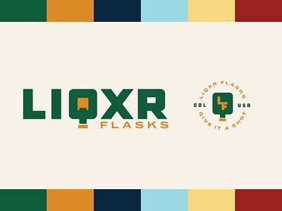 LIQXR Flasks - 01 alcohol alcohol branding badge branding branding design colorado flask flasks idenity lettering liquor logo