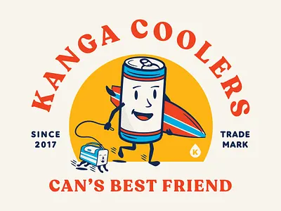 Kanga - Can's Best Friend americana apparel badge beer beer can branding can cooler illustration surf typography