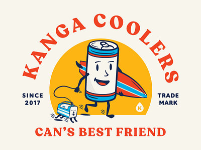 Kanga - Can's Best Friend americana apparel badge beer beer can branding can cooler illustration surf typography