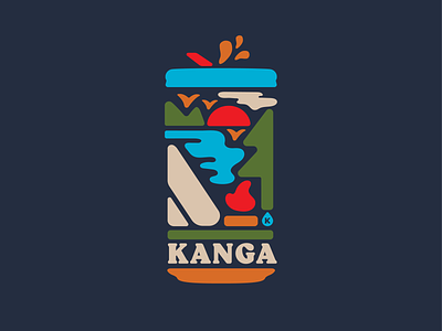 Kanga - EcoDrive Partnership badge beer beer cans branding camping coolers environment illustration mountains nature typography