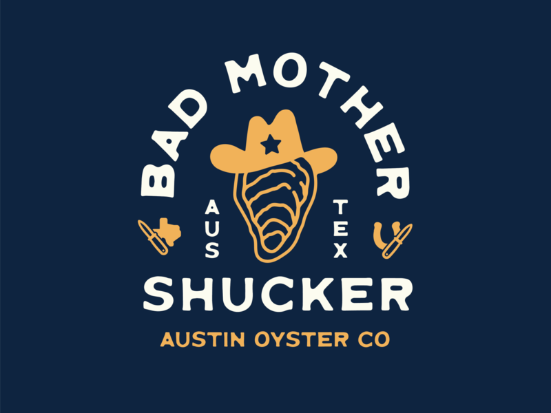 Austin Oyster Co - NSFW apparel badge branding cowboy horseshoe illustration oyster star texas typogaphy