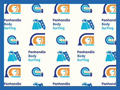 PBS - Panhandle Body Surfing badge bodysurf branding design fins florida illustration logo panhandle pattern pbs surf waves