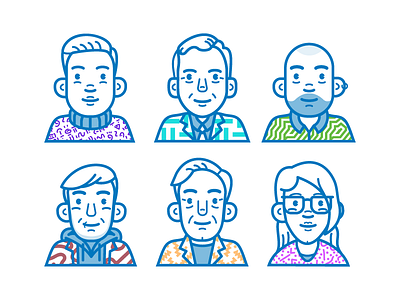 People I Work With - Round 2 avatar blue cartoon character design illustration pattern people simple vector