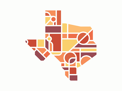 Geometric Texas abstract color design flat geometric illustration map minimal shapes simple sunset texas