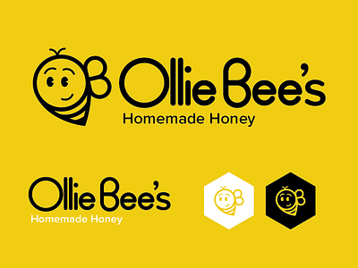 Ollie Bee's Option 1 badge bee branding food honey icon identity illustration logo packaging type yellow