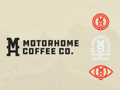 Motorhome Coffee americana badge coffee icon identity logo mark monogram packaging western