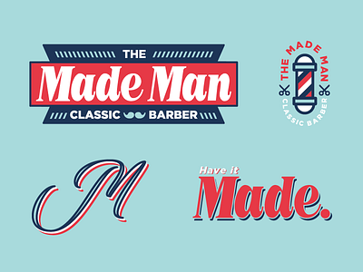 Made Man pt.2 barber blue branding classic lettering logo scissors style texas type typography vintage