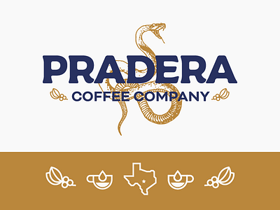 Pradera Coffee branding coffee drink icon identity snake ss nickson texas typography vintage