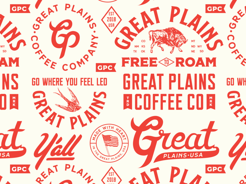 Great Plains, USA pt. 4 americana branding coffee design identity illustration lettering logo oklahoma pattern texas typography western