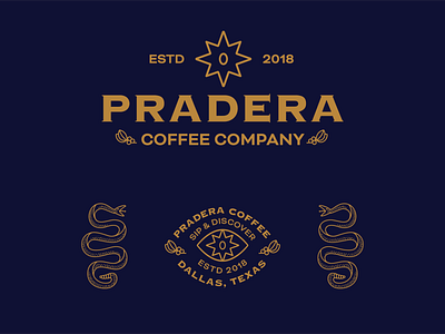 Pradera Coffee americana badge branding coffee design illustration logo texas type typography