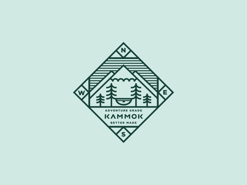 Kammok - Hang Outside badge branding design hammock illustration mountains outdoors texas trees