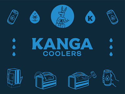 Kanga Coolers Branding alcohol beer beer branding branding cooler design illustration kangaroo lettering logo south carolina surf typography