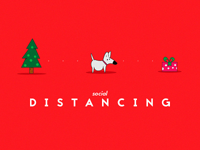 Social distancing christmas christmas tree dog gift illustration illustrator vector