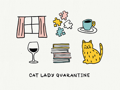 Cat Lady Quarantine cat cat lady illustration quarantine social distancing stay home stay inside