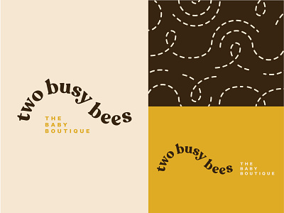 Two Busy Bees Logo Exploration baby baby boutique bees branding branding and identity branding design illustration logo pattern tote tshirt