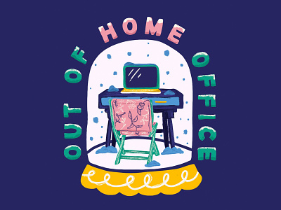 Out Of Home Office 2020 chair christmas computer design designs desk holiday holidays home office illustration office out of office seasons greetings snow snowglobe work from home