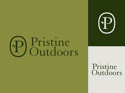 Pristine Outdoors branding green lawn lawn care leaf logo outdoors pristine