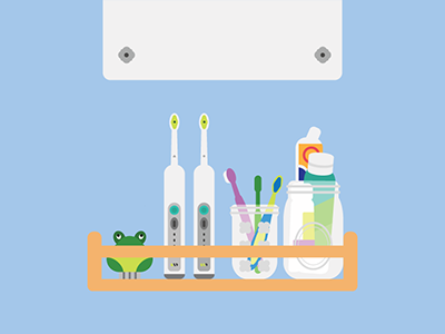 Squeaky Clean bathroom illustration mirror sonic care toothbrush toothpaste vector