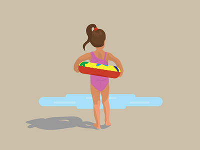Last Swim of Summer Break desert girl illustration pool summer break swim