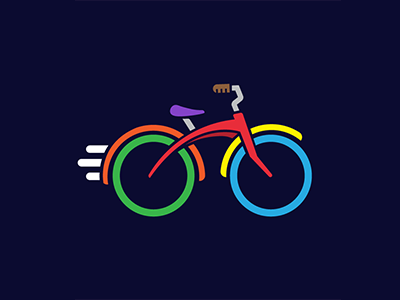 Infinite mpg bicycle bike icon illustration logo rainbow bike