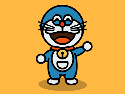 Kawaii Doraemon blue kawaii procreate yellow