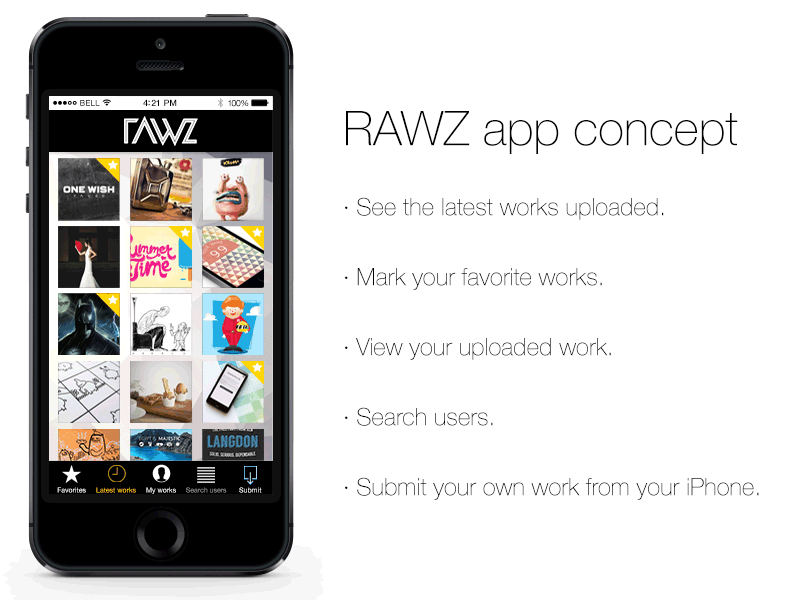 Rawz app concept (GIF) abduzeedo app apple concept design ios7 iphone mobiel raw rawz ui