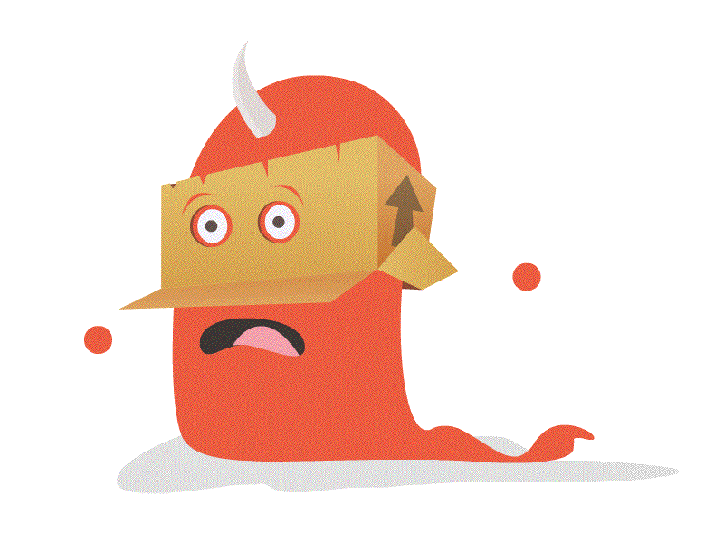 Help me! A box on my head! animated animation box flash gif monster monztar
