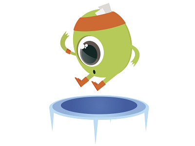 Jump bed blue character design dribbble elastic flat green illustration jump monster red