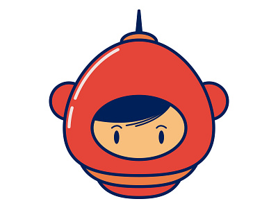 Space Kid blue cosmonaut kid orange red space white
