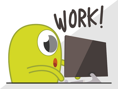 Work! character computer cute eye green illustration illustrator love vector vectorial work
