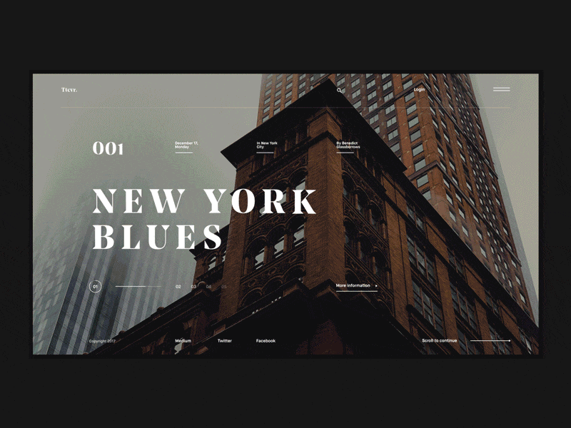New york blues - Homepage Transition animation clean effect grain loader minimal motion ui website