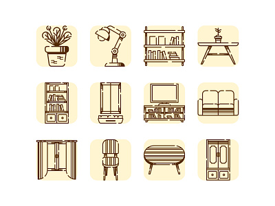 Living room icon with background affinitydesigner furniture home icon icon set icondesign iconography illustraion lineart outline icon