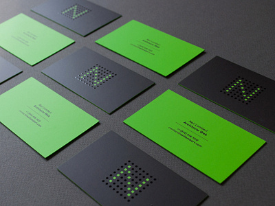 Web architect - brand identity architect branding business cards gloss green identity neon web
