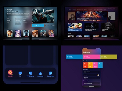 Top 4 Shots -Dribbble Review 2018 🐶 2018 2018 trends aniamtion app movie app movie card settings ui ux design uidesign