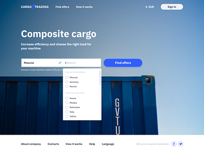 Main page Cargo.Trading 🚙 app cargo design interface main trading ui ux web