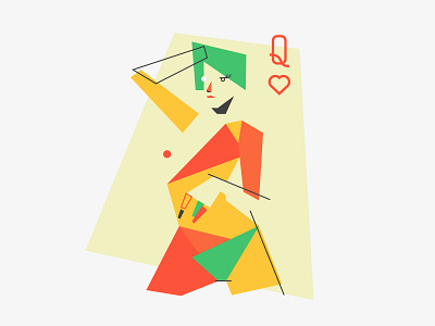 Queen of hearts art card cards cubism design illustration queen suprematism supreme vector woman