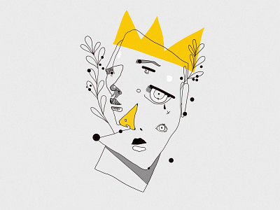 Queen will back art cards character crown design flowers illustration king kingdom poster print queen