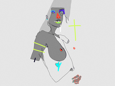 Grey art character ghost grey hand illustration minimal print transparent woman