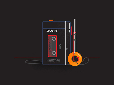 Walkman art design headphones illustration lineart minimalistic sony vector walkman